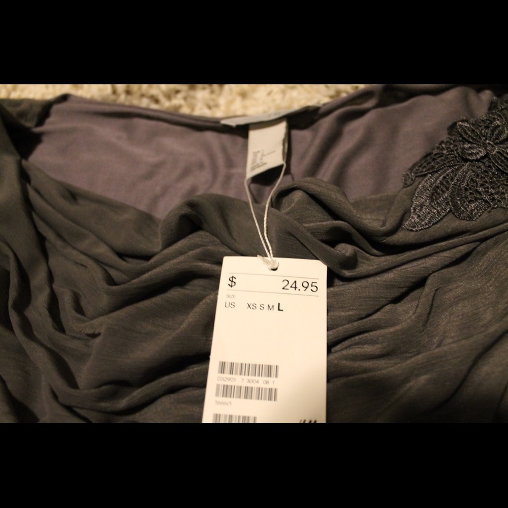 Grey H&M Blouse w/ Flower Detail - Picture 8 of 8